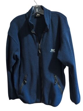 Helly Hansen Fleece Jacket Men’s Large Navy Full Zip Outdoor Sweater Zip Pockets